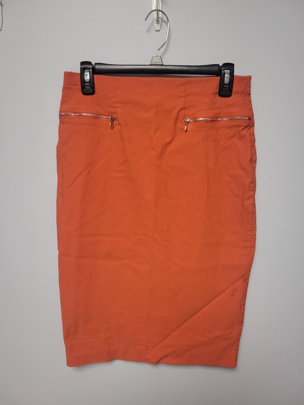 New York & Company Orange Pencil Skirt with Dual Zip Accents NWOT